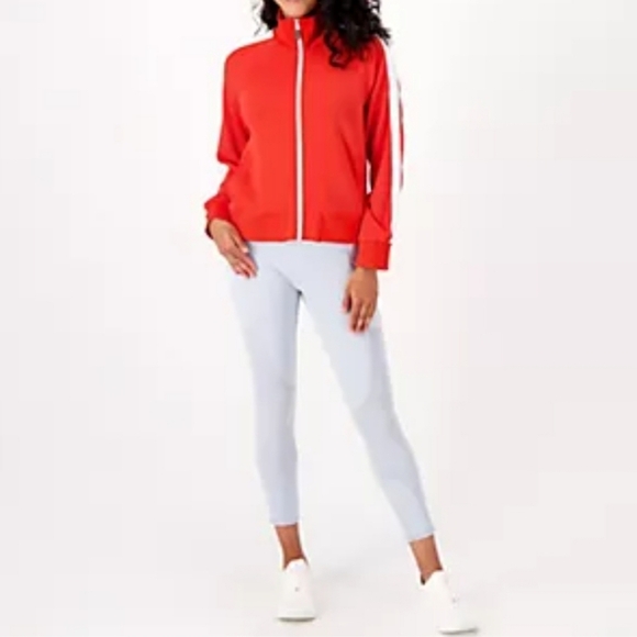 Gaby Espino x Peace Love World Women's Zip-Up Track Jacket, Red & White, Size XL - Picture 5 of 14